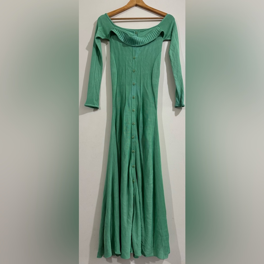 Jacquemus Mint Green Off-Shoulder Button-Front Maxi Dress - Picture 2 of 9